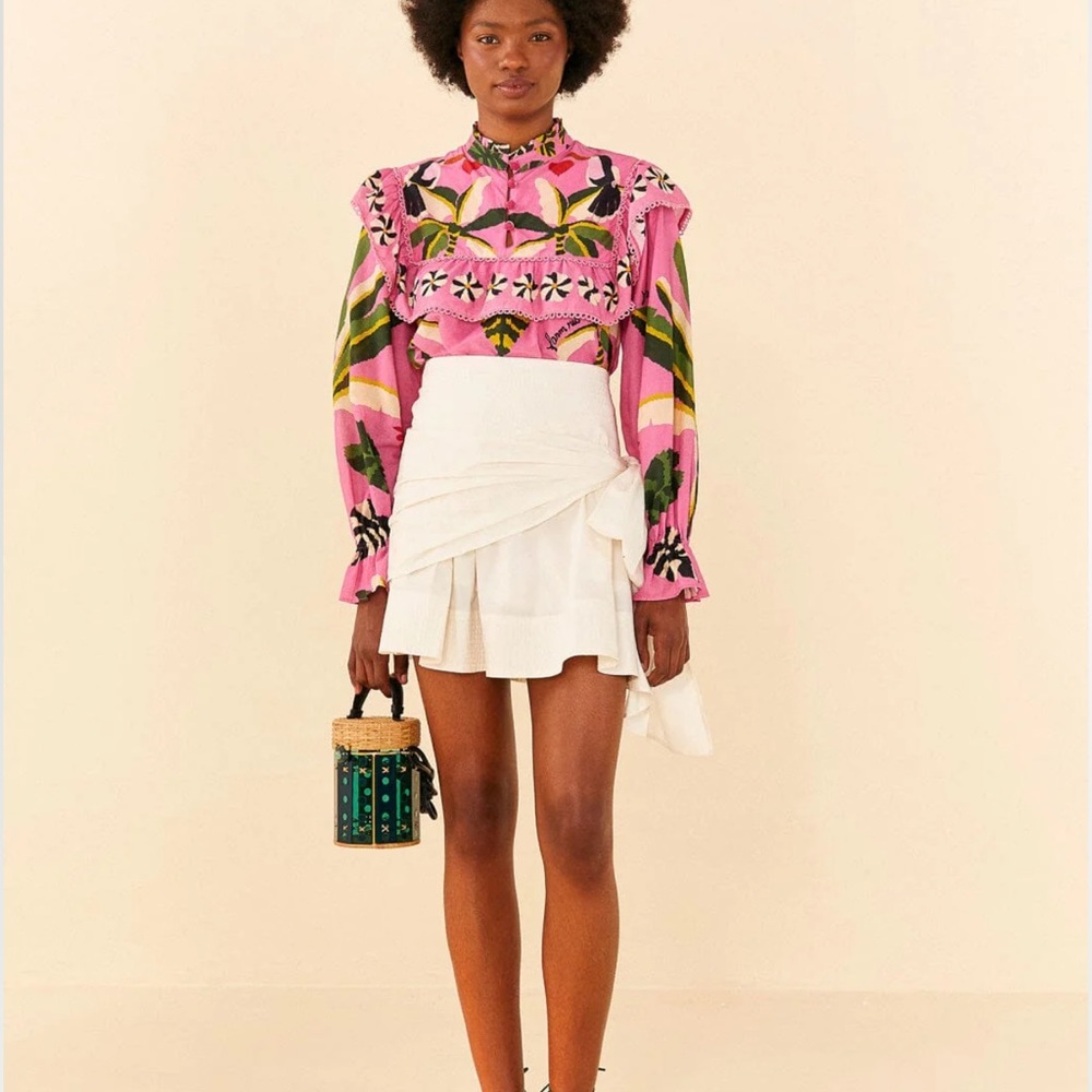 FARM Rio white wrap skirt